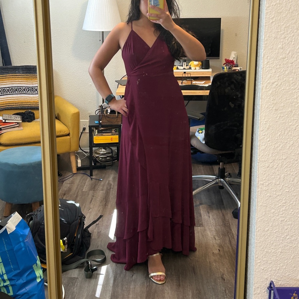 Lulus In Love Forever Plum Lace-Up High-Low Maxi Dress